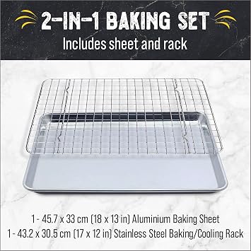 Checkered Chef Baking Sheet and Cooling Rack Set for Cooling and Baking