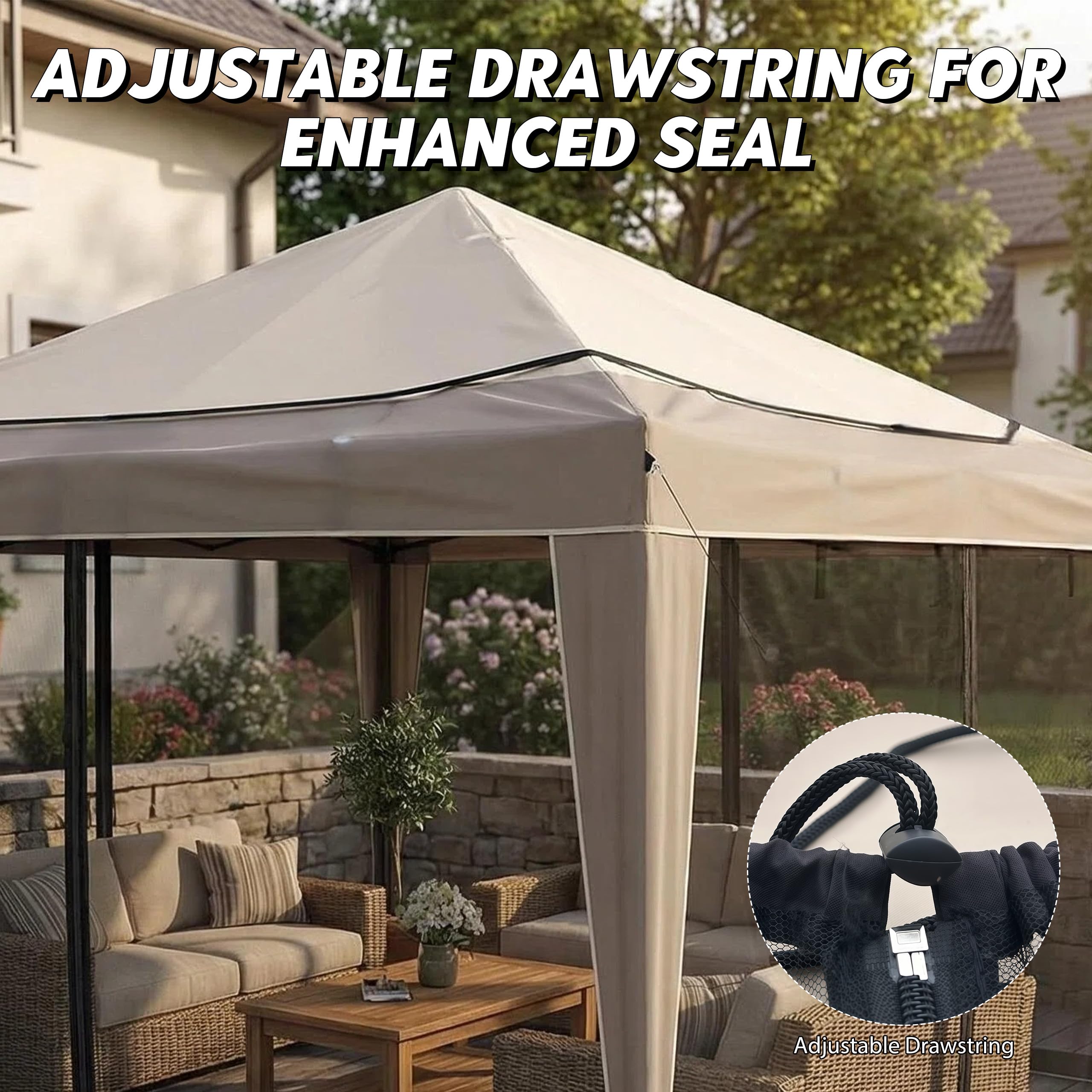 Moustiquaire pour tonnelle, 3 x 3 m, réglable, avec 2 portes zippées, avec pied rempli d'eau, pour jardin, patio, cour, camping, noire