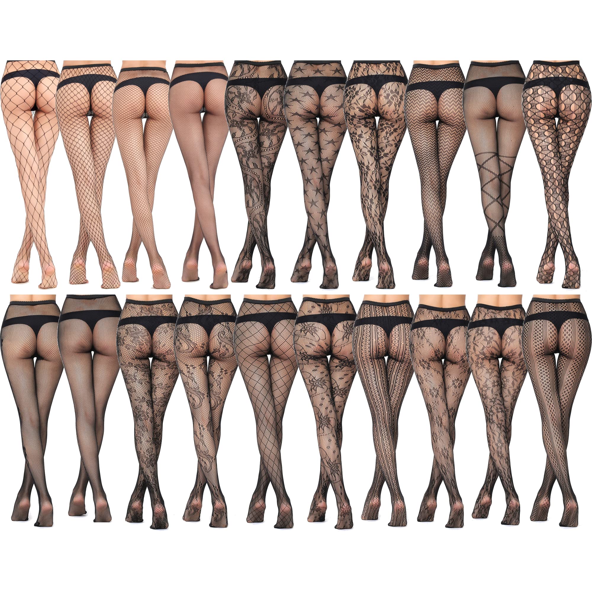 Barielle10008 Fishnet Tights for Women, Stockings, Sexy Fishnet Tights, Stockings, Black in Various Patterns
