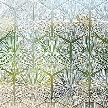 rabbitgoo Window Privacy Film Stained Glass Window Film, Decorative Stickers Removable UV Sun Blocking Clings Door Coverings, Diamond Pattern, 23.6 X 78.7 inches