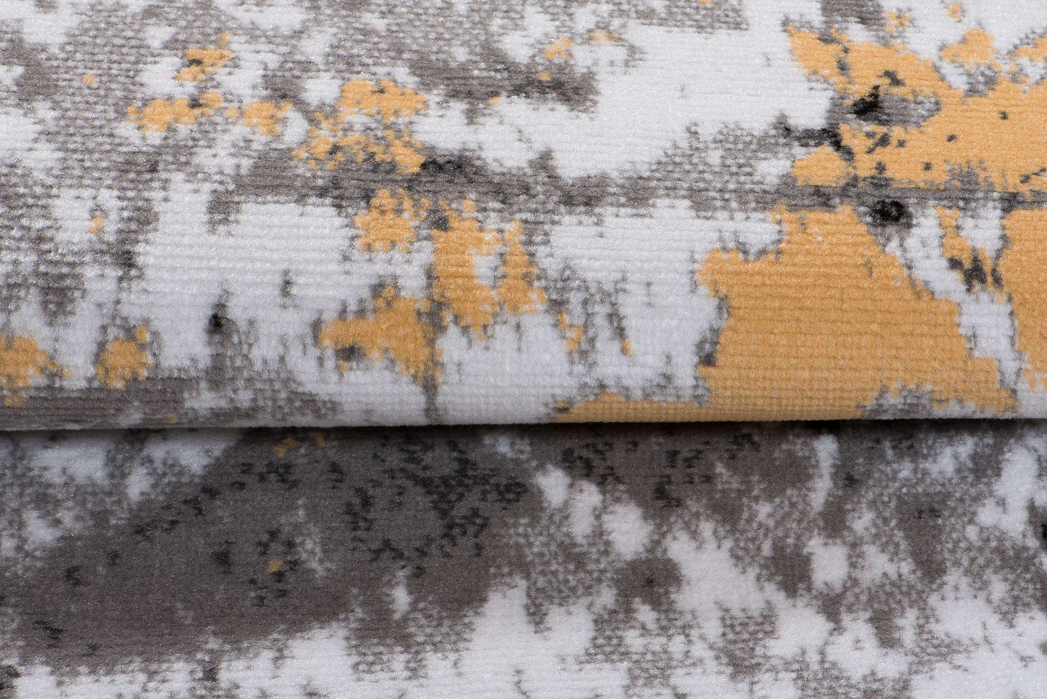 TAPISO Maya Teppich Kurzflor Gelb Grau Creme Meliert Streifen 120 x 170 cm | Modern Splash Design Verwischt Wohnzimmer Schlafzimmer oeko-tex