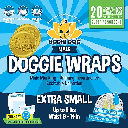 Miniatura 10 de Bodhi Dog Pañales desechables para perros machos  Ajuste súper absorbente a prueba de fugas  Envolturas ajustables de primera calidad para orina de
