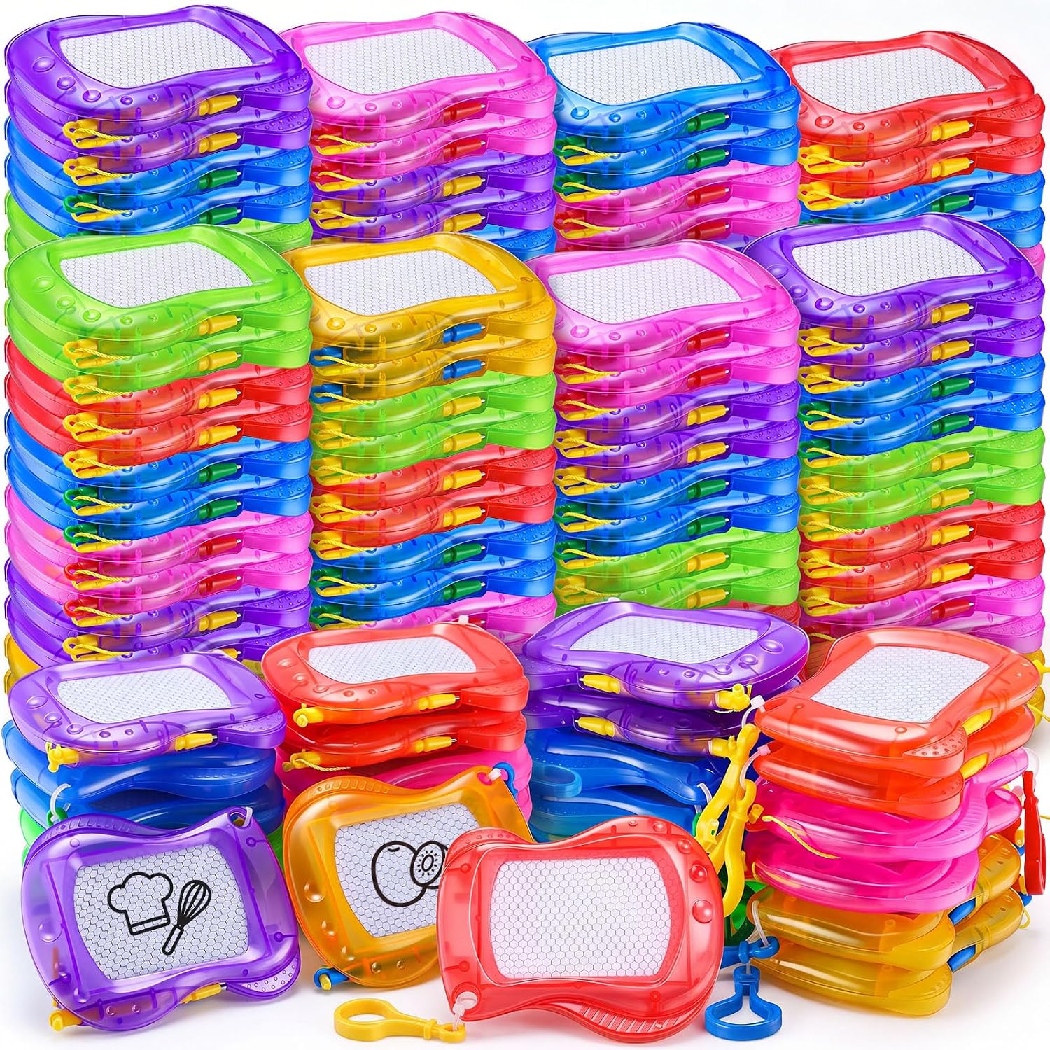 Zhehao 72 Pack Mini Magnetic Drawing Board for Kids, Backpack Keychain Clip Drawing Boards Erasable Doodle Sketch Writing Pad for Kids Birthday Party Favors, Prizes, Goodie Bag Fillers, Gift Bag Toys