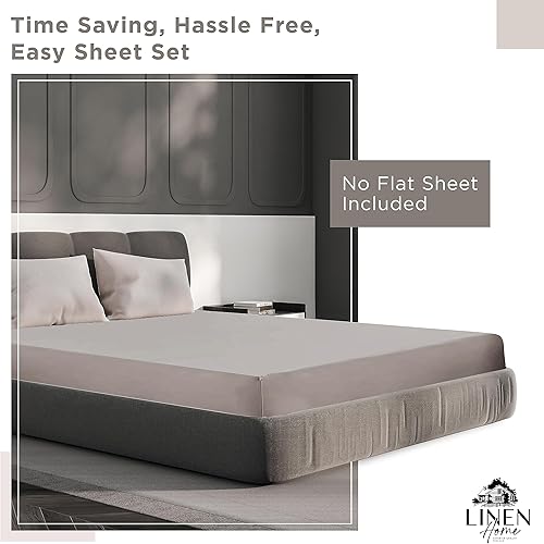 Miniatura 2 de Linen Home - Juego de sábanas de percal de 100% algodón, frescas, resistentes, 3 piezas, 1 sábana bajera con bolsillo profundo y 2 fundas de