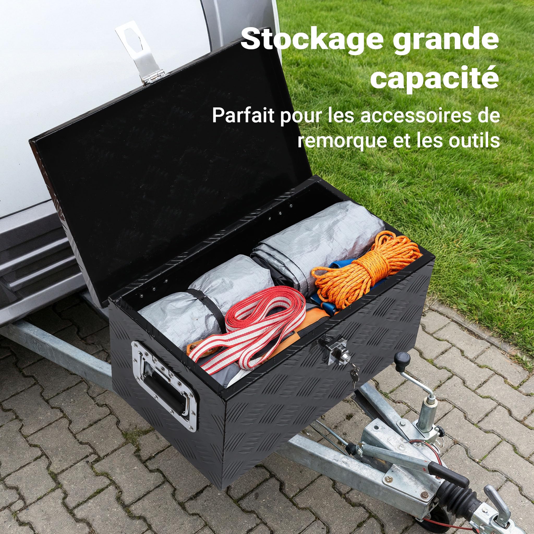 XPOtool Werkzeugbox Alu 50,8x30,5x24cm Schwarze Transportbox Werkzeugkiste inkl. Schlüssel