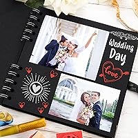 Vista 6 de Bstorify - Álbumes de fotos cuadrados de 36 páginas de 18 x 18 cm, papel kraft negro grueso, 250 g/m², libro de recuerdos, cierre de cinta, ideal