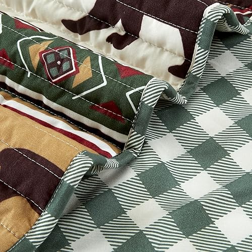 Miniatura 6 de Market &amp; Place Juego de edredón reversible de 3 piezas con fundas de almohada  Colcha de edredón de cabina King  Diseño rústico de cuadros de búfalo