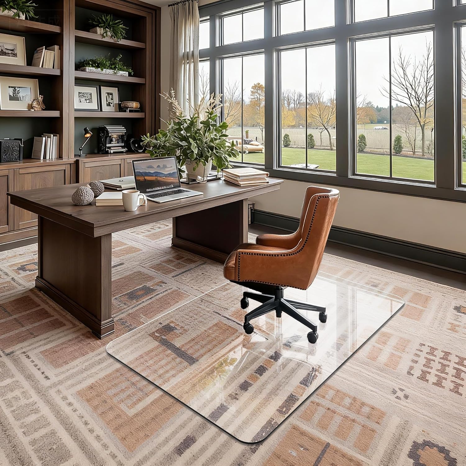 Office Chair Mat for Carpet & Hardwood, Upgraded 32" x 48" Dual Use Tempered Glass Chair Mat for Chair and Footrest Under Desk