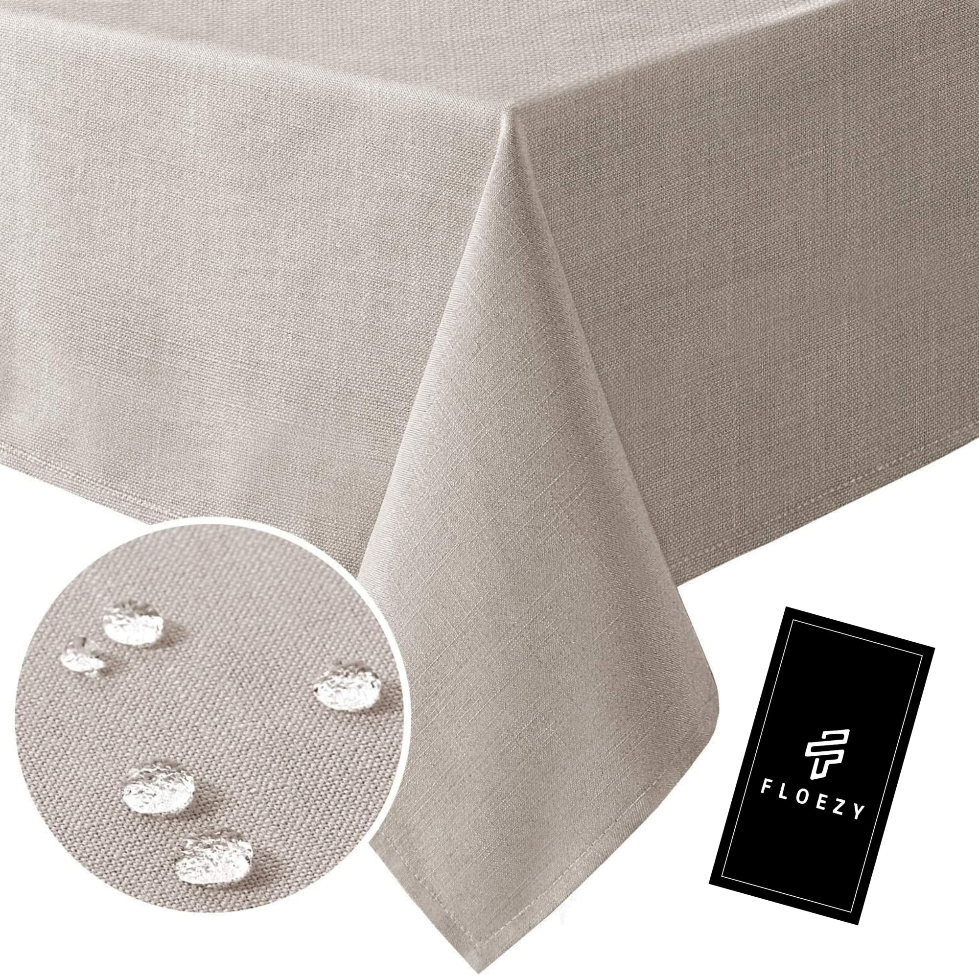 FLOEZY Cotton & Linen Table Runner, Indoor & Outdoor Dining Tablecloth, Dust-Proof Table Cover for Party Kitchen, Rectangle Tablecloth, Water Resistant, Wrinkle Free Tablecloth (Beige)