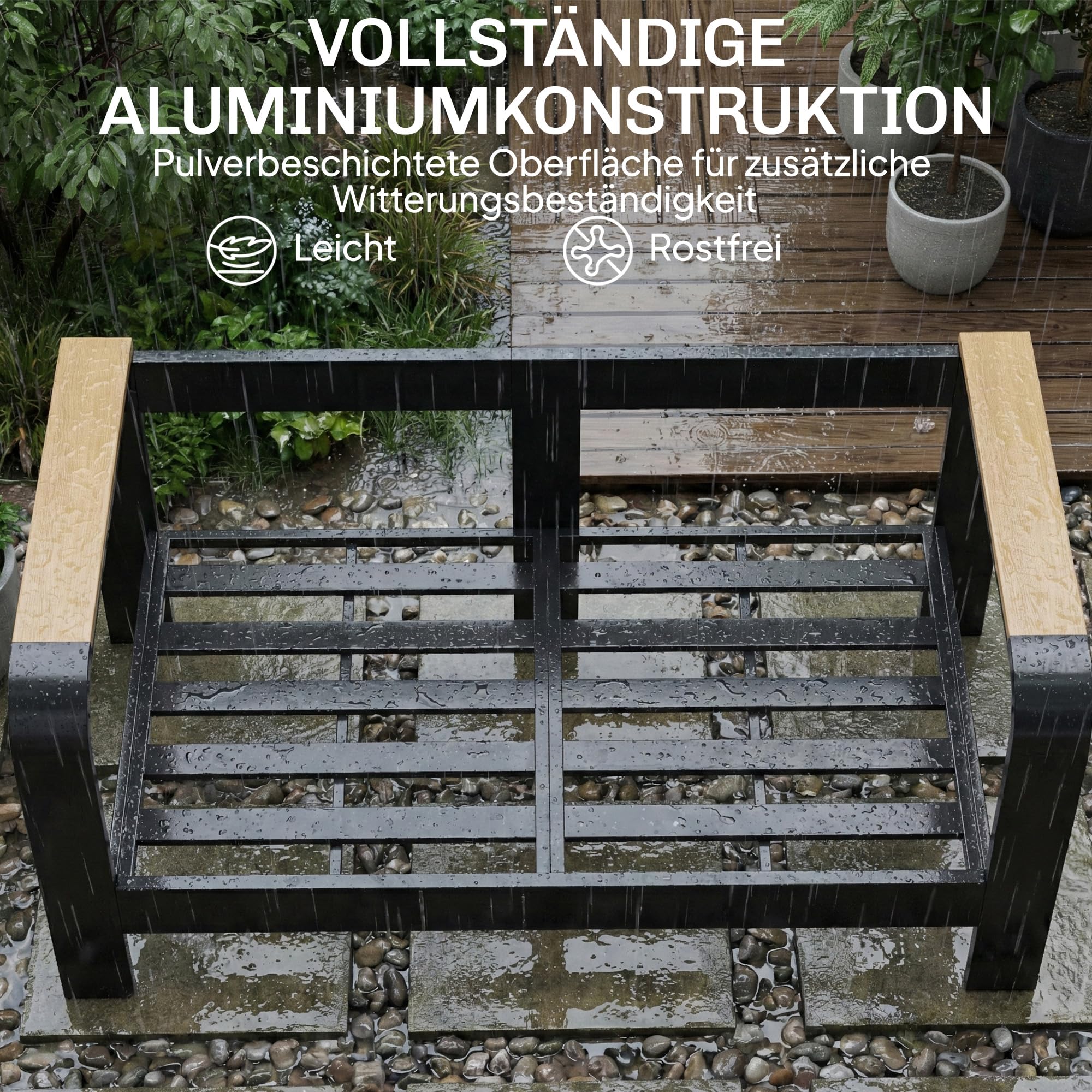 Outsunny Gartenmöbel Set Aluminium für 4 Personen Wasserabweisend Beige | Sitzgruppe, Extra Tiefe Gartenlounge Outdoor, 2er Sofa, 2 Sessel, Beistelltisch, Balkonmöbel, Terrassenmöbel