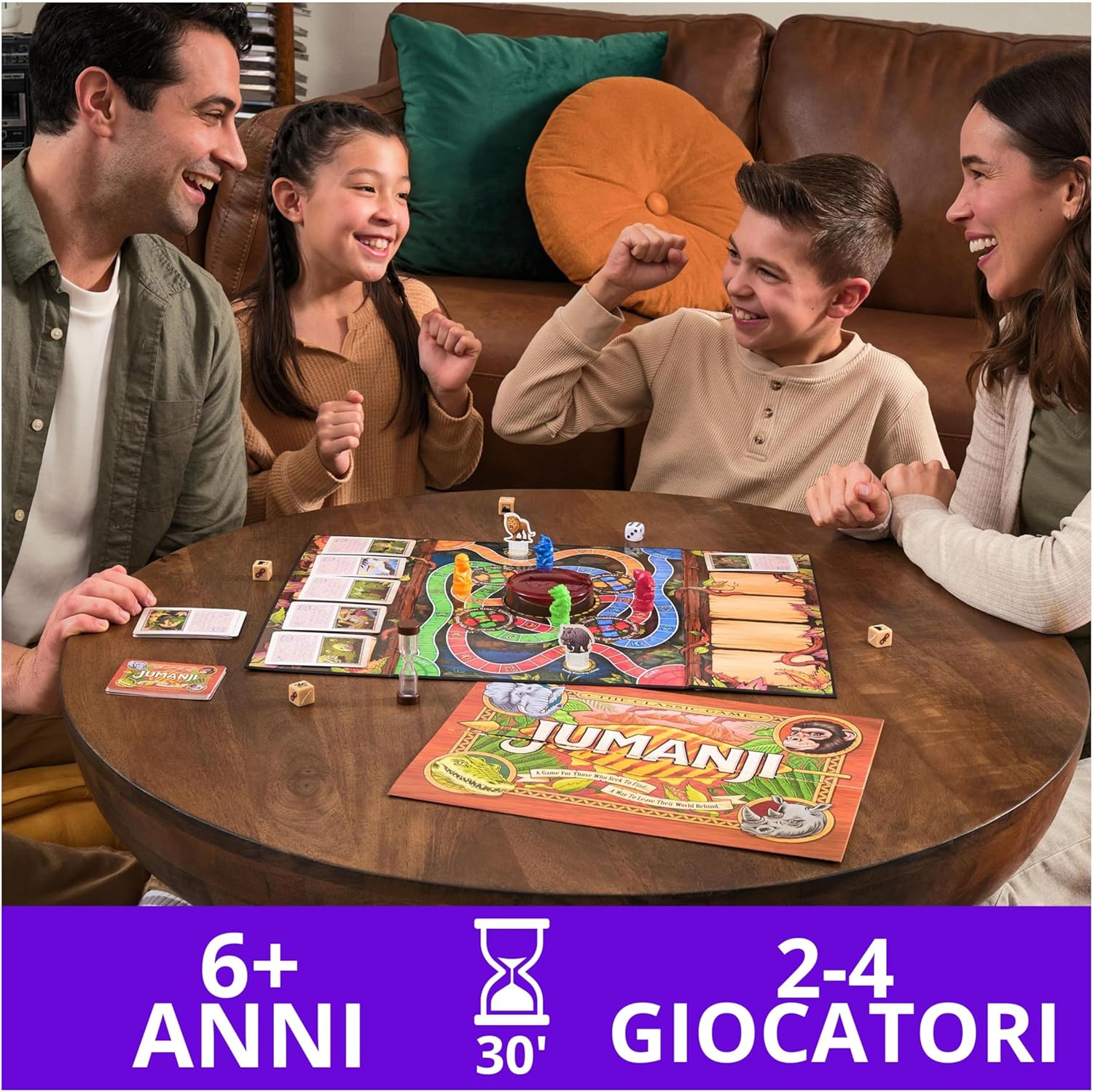Jumanji The Game, of The Classic Adventure Board Game for Kids and Families Aged 8 and Up, Italian Version