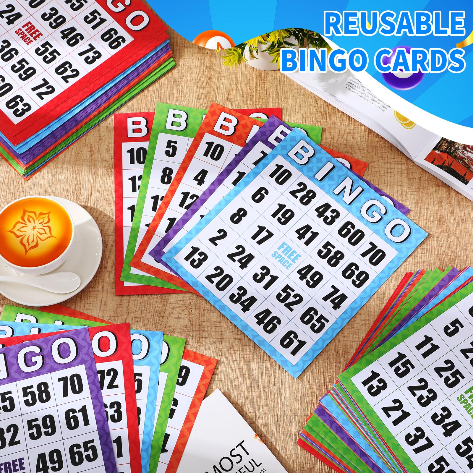 Eersida Jumbo-Bingo-Karten-Set, 20,3 x 22,9 cm, wiederverwendbar, leicht zu lesen, Bingo-Papierspielkarten mit großen Zahlen, ideal für Senioren, Familienspielabende, 200 Stück