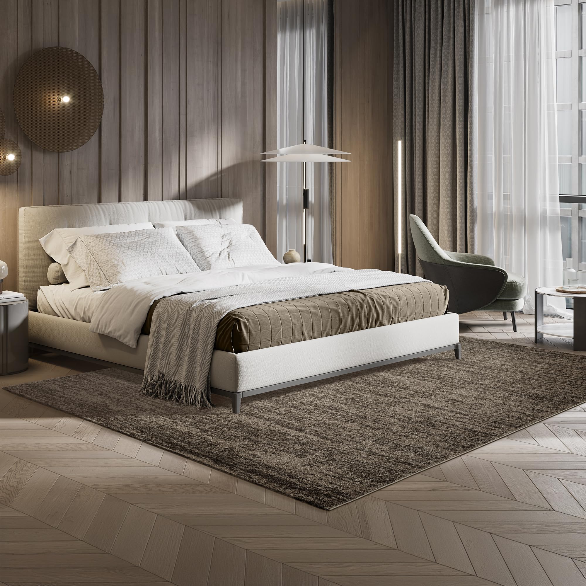 SANAT Oslo Teppich für das Wohnzimmer - Teppich mit modernem Design, Geeignet für Wohnzimmer, Flur, Esszimmer, Schlafzimmer, Küche und Kinderzimmer - Braun, Größe: 160 x 230 cm