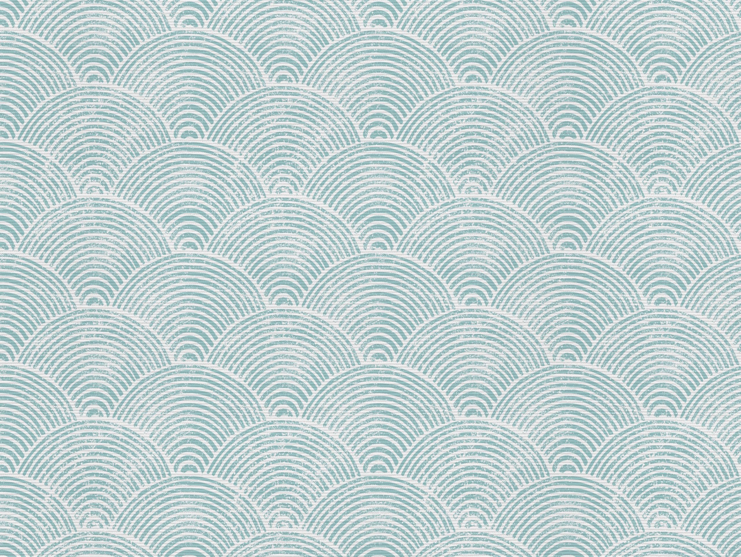VINILIKO Design | Tapis vinyle vagues turquoise 200 x 300 cm - Intérieur et extérieur, antidérapant, imperméable, lavable - Plusieurs tailles - Vinyle pour salon, terrasse