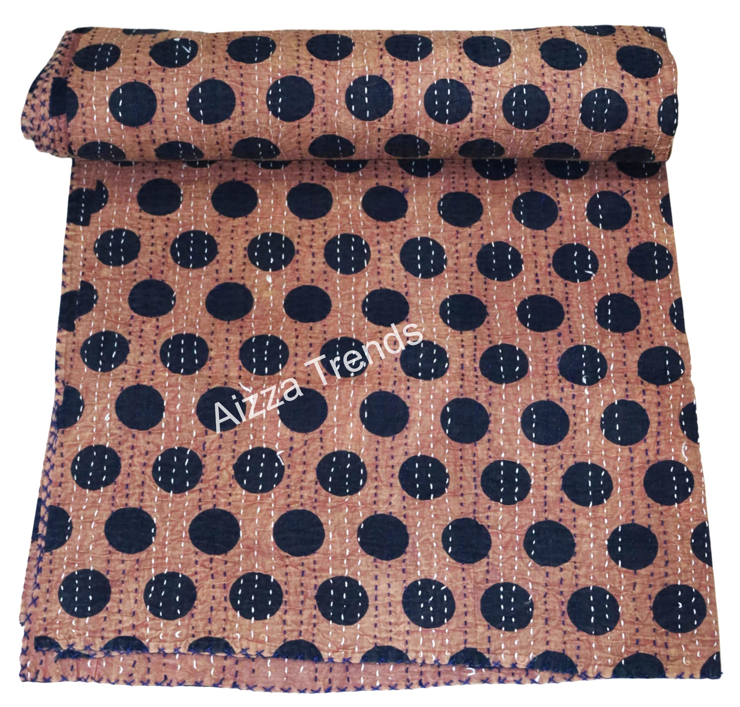 Couette Kantha en pur coton fait main King Size couvre-lit indien