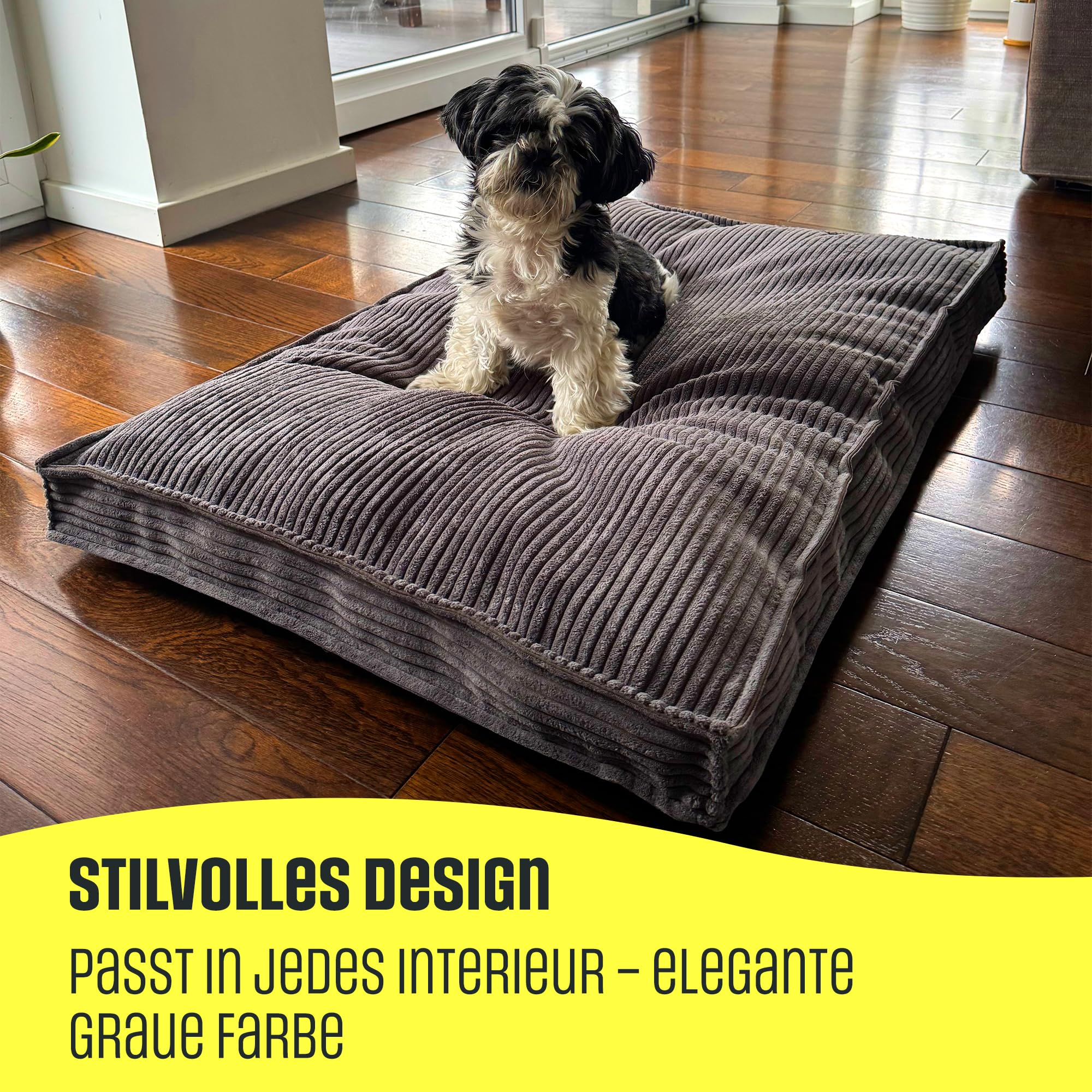 Hundebett Hundekissen Cord Große Hunde Waschbar Abriebfest 100 x 70 cm Dunkelbeige XXL