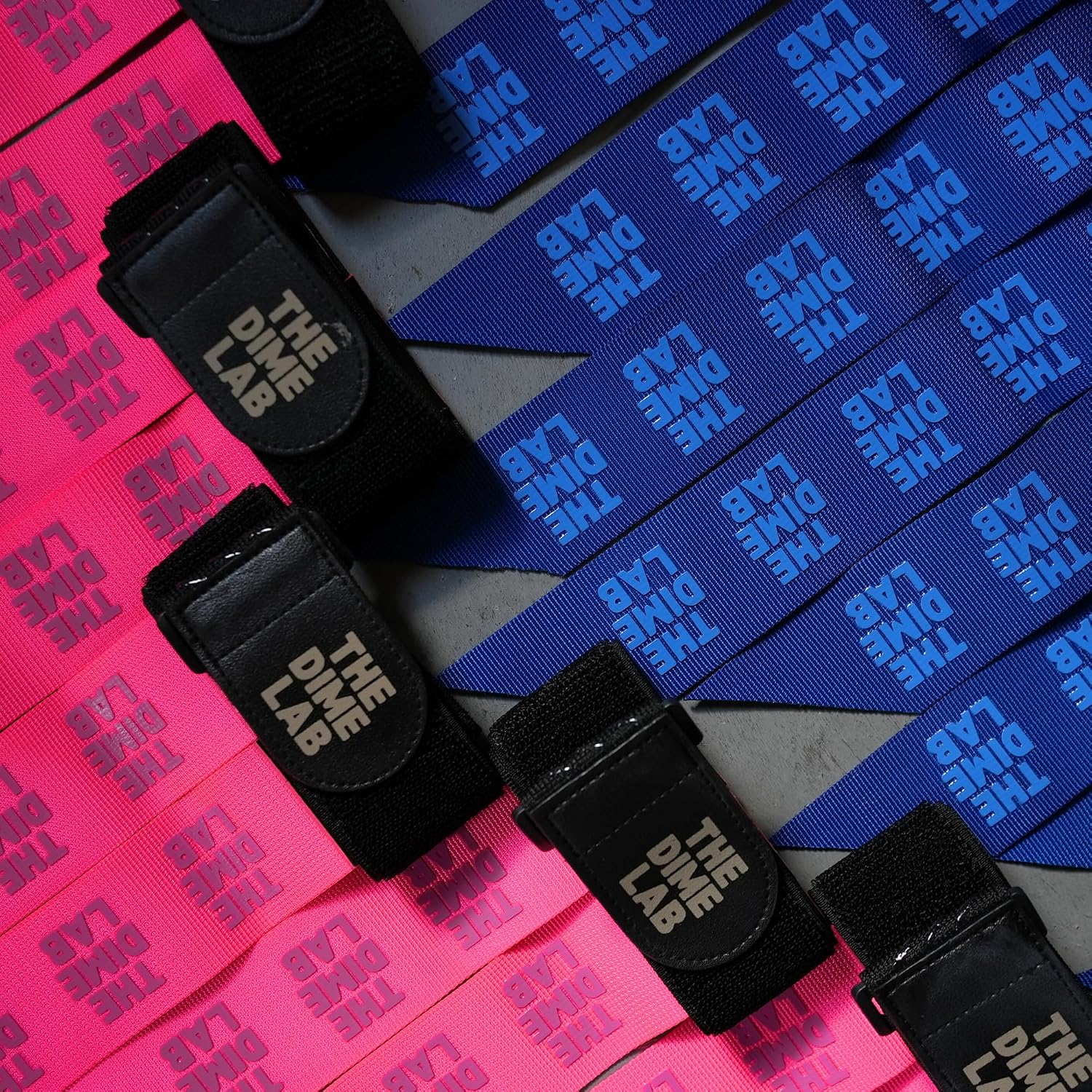 The Dime Lab Flag Football Set - Adjustable Flag Football Belts and Fabric Flags - With Velcro Straps - Blue & Pink