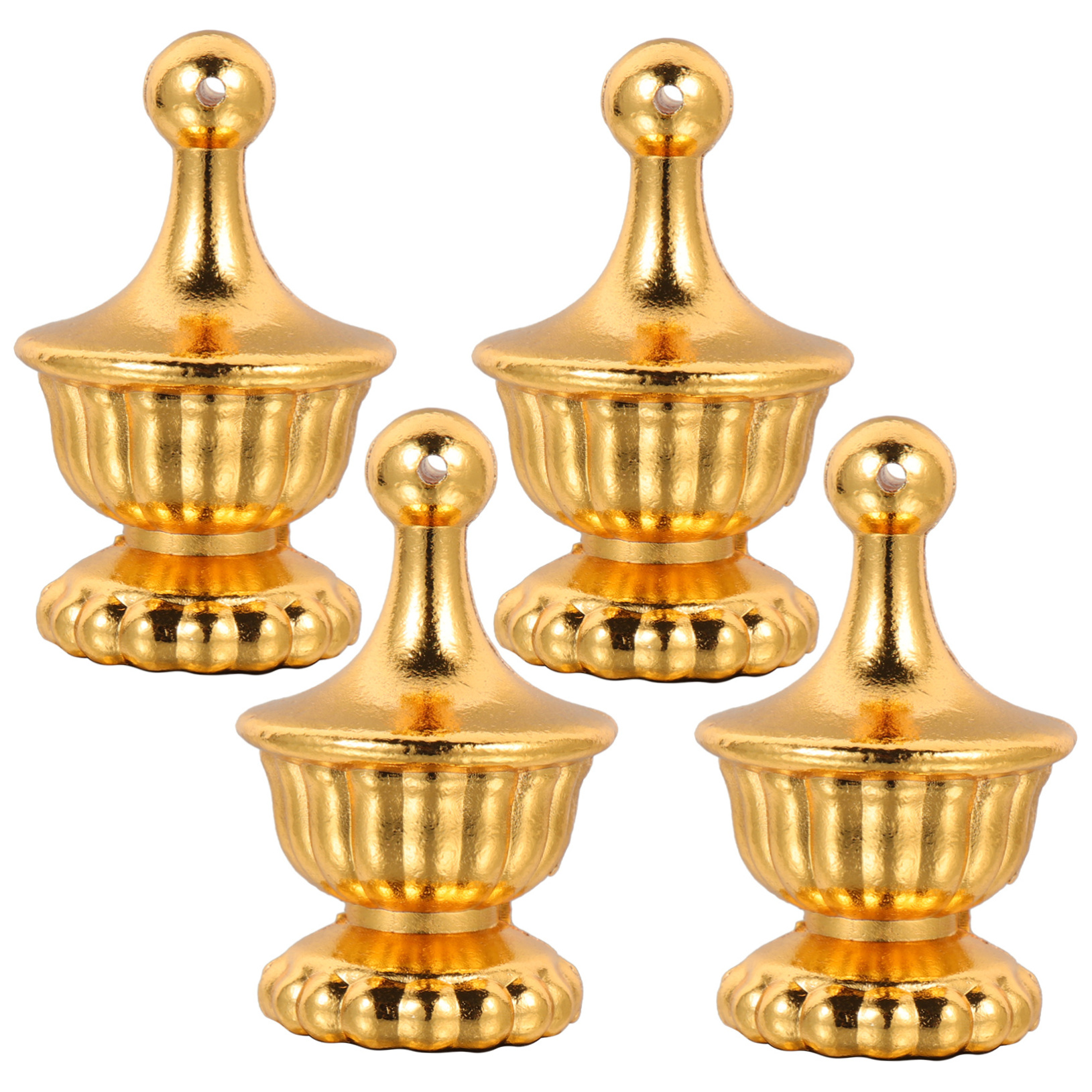 Image of Veemoon 4pcs Lamp Finials Decoration, Gold Lamp Cap Antique Knob Retro Finials Cap Tapped of Tops Finial Parts for Bedside, Table, Floor