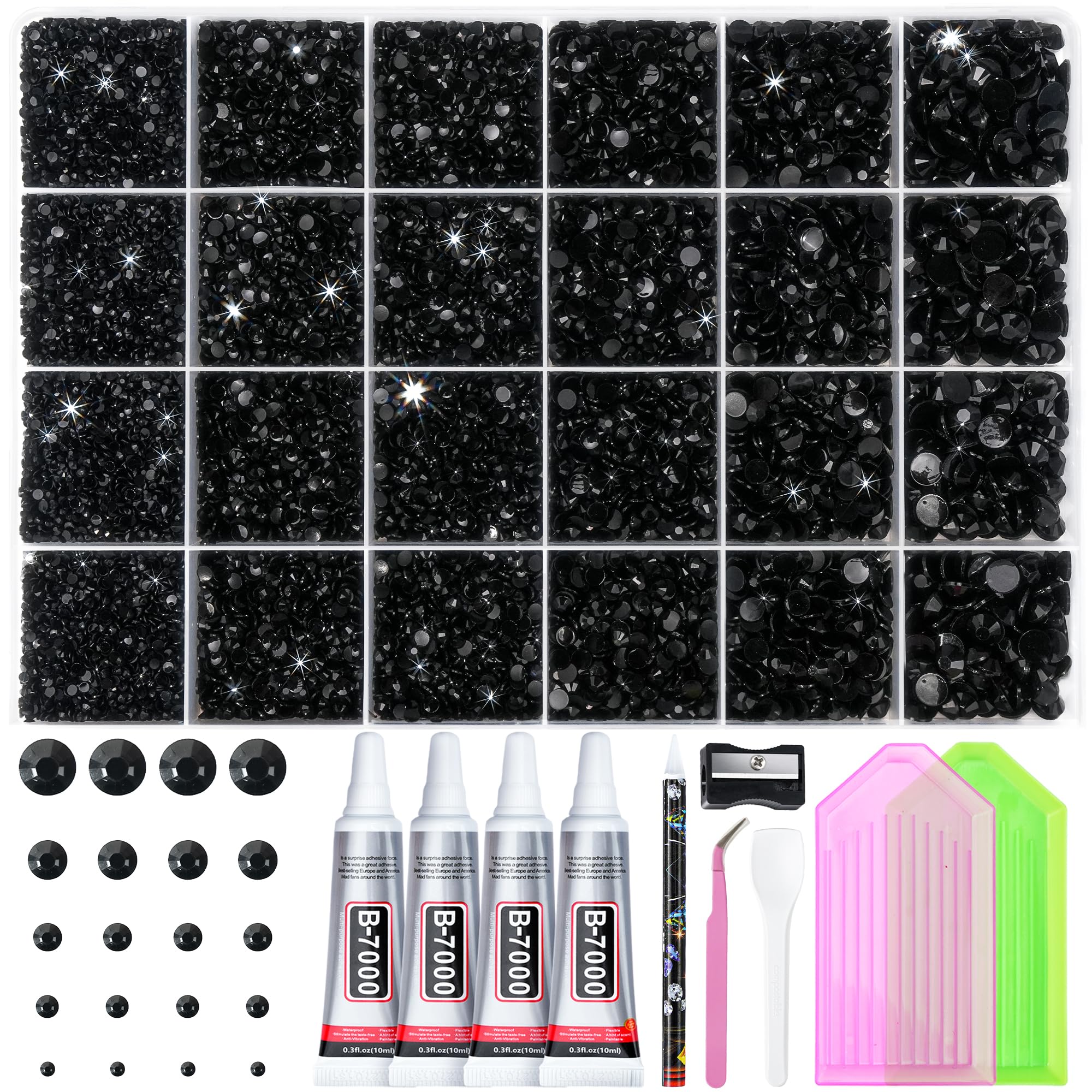 Black Bedazzling Kit with Rhinestones, 35000PCS Rhinestones for Bedazzling | 2/3/4/5/6mm,…