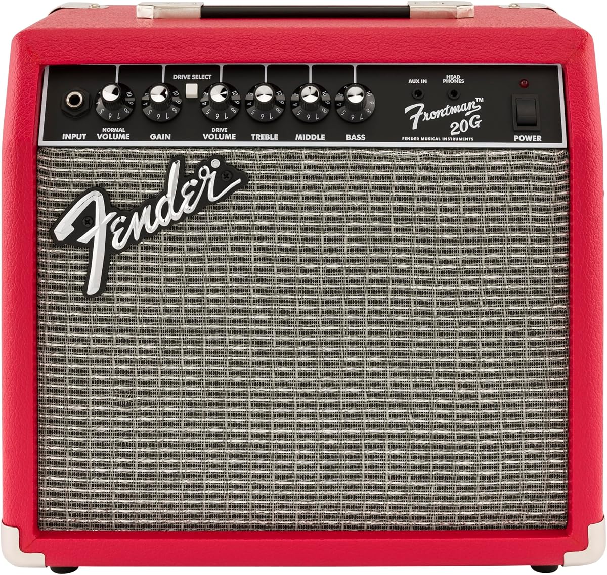 Amplificador de guitarra eléctrica Frontman 20G con altavoz de diseño especial, rojo | Amplificador de práctica para principiantes, canal de overdrive incorporado, altavoz Fender de 6 pulgadas, listo para dormitorio, garantía de 2 años, menos de $100