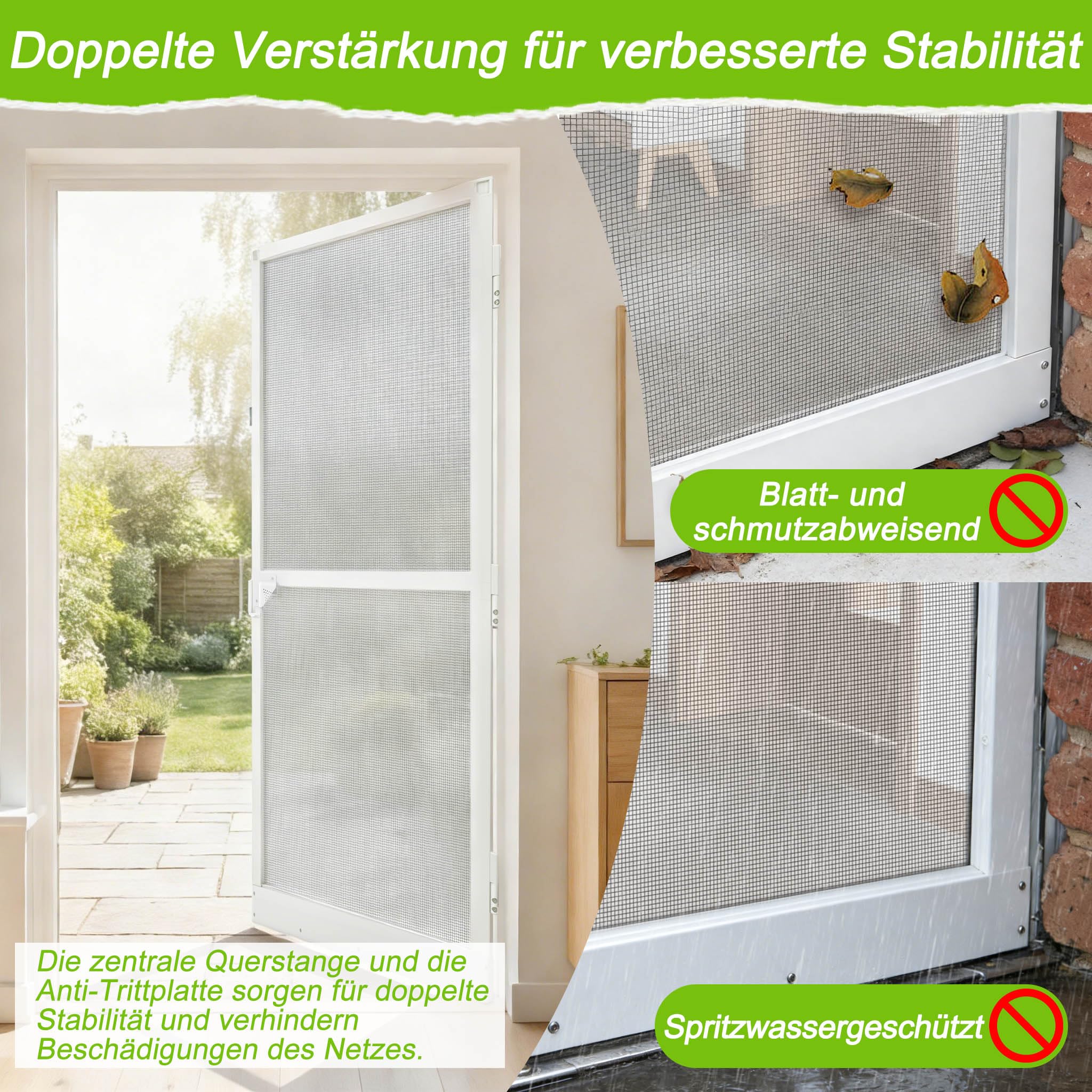 HENGMEI Mosquitera para puerta hasta máx. 95 x 210 cm, marco de aluminio, protección contra moscas de fibra de vidrio