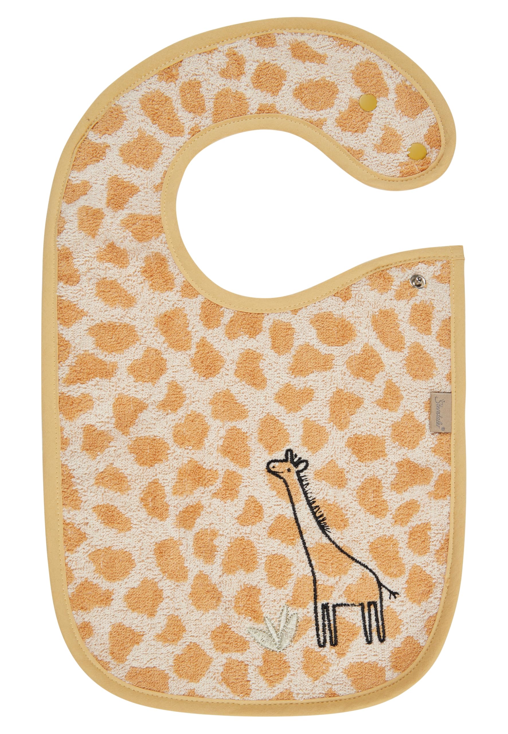Sterntaler Lätzchen Giraffe Kaya – saugfähiges Jaquard Frottee (Baumwolle) mit süßer Stickerei – wasserundurchlässige Einlage & Druckknopfverschluss auf der Schulter - Geschenk, ab Geburt, sandfarben