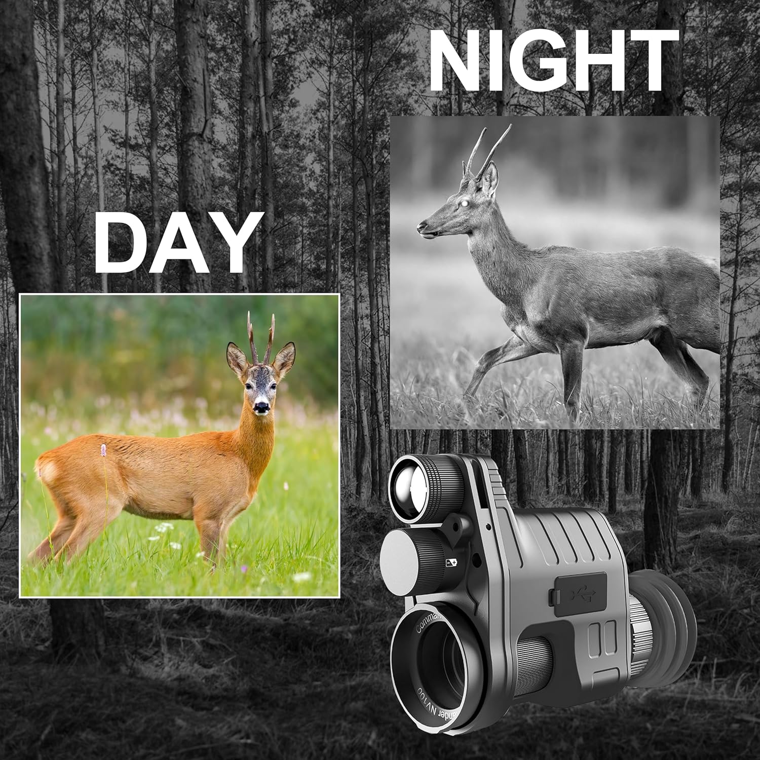 Oneleaf.ai Commander NV100 Digital Night Vision Goggle, Clip on Night Vision Monocular for Hunting/Observations, 1080P FHD, 328 Yards Clear Nighttime Viewing Range-16mm - Image 3