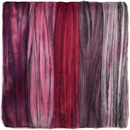 Miniatura 33 de Tencel Merino superfino teñido a mano para hilar y fieltro. 5 onzas, neblina púrpura