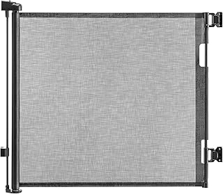 CROWNSHOP Stair Gate, Retractable Stair Gates for Baby and Dogs, Extends up to 59\" Wide, 33\" Tall One Handed Operation, Baby Gate for Doorways/Hallways (Black, 140cm)