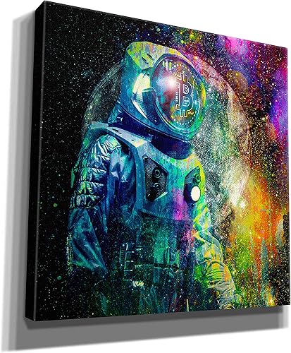 Miniatura 2 de Epic Graffiti 'BTC Bitcoin Moonlanding', arte de pared en lienzo, 12 x 12 pulgadas