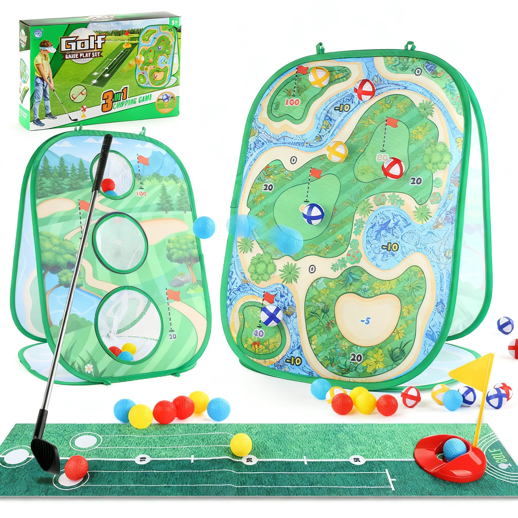 Set da Golf per Bambini 2 in 1 con luci Colorate