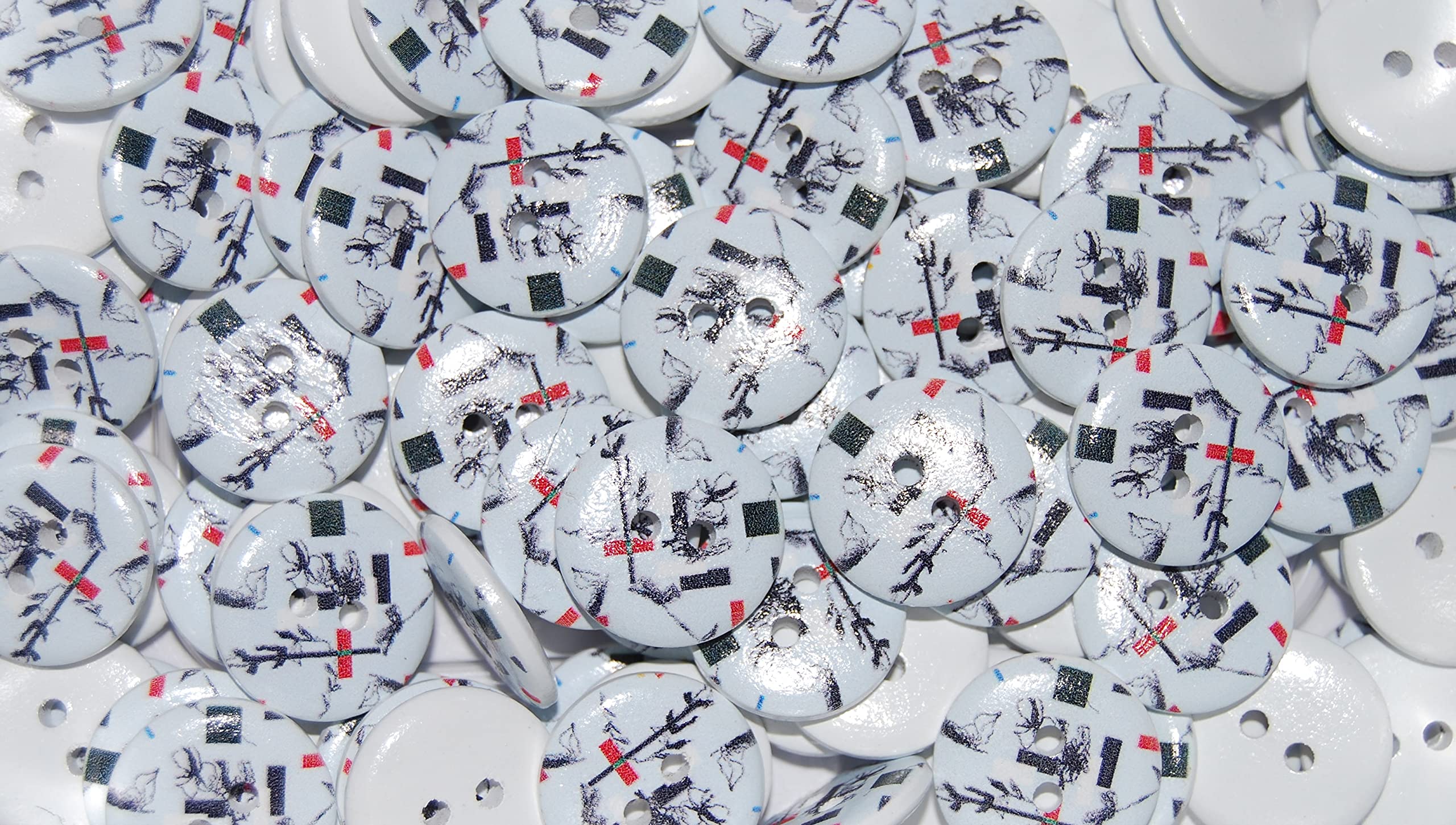 celloexpress Wooden Buttons Printed Abstract, Cute & Patterned - Unique Lovely Prints - Ideal for Sewing/Knitting/Clothes (celloexpress Abstract 6-20mm, Pack of 100)