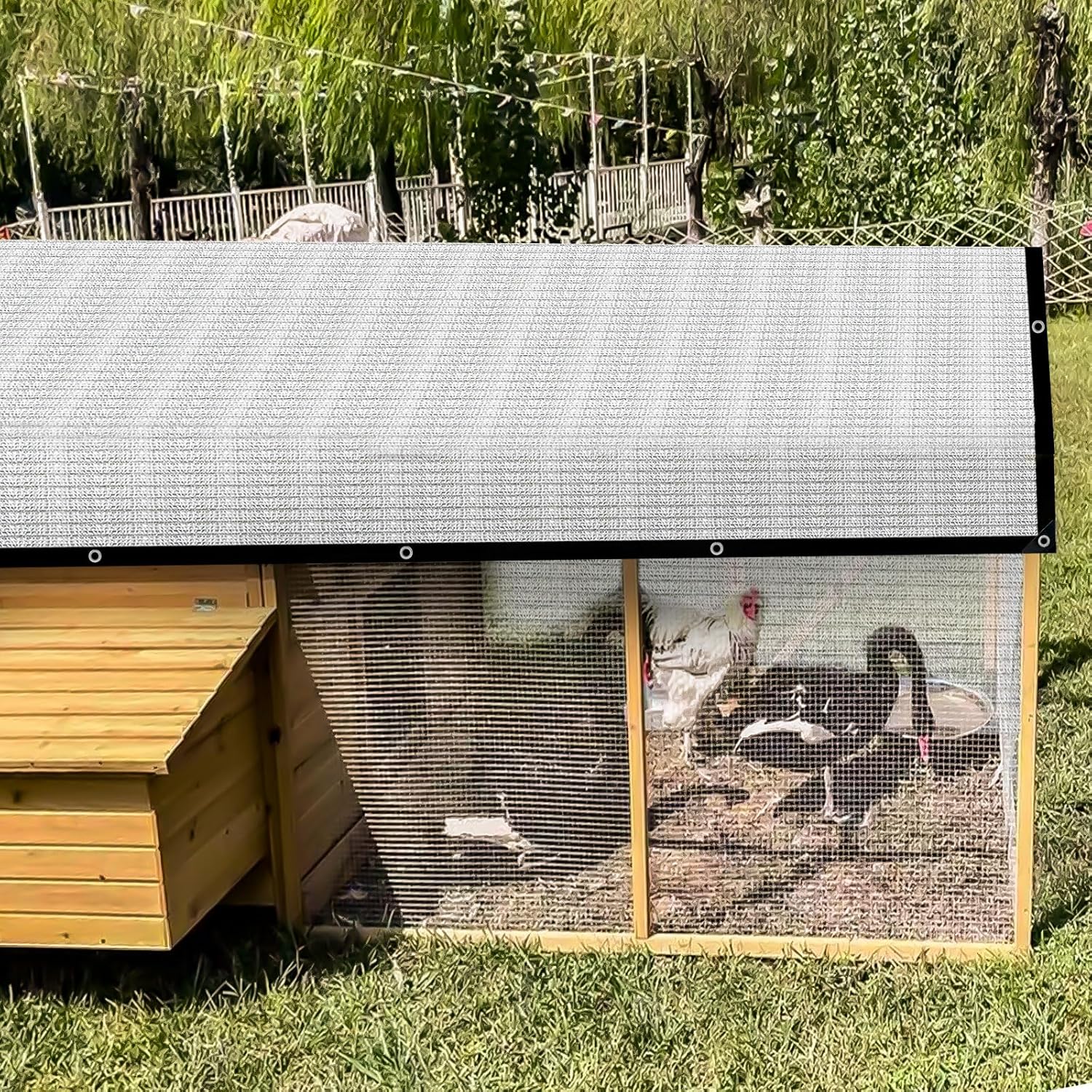 80% Silver Shade Cloth for Garden,Pergola,Greenhouse,Chicken Coop,Kennels,Shade Cloth with Grommets,Simple Hanging Covers