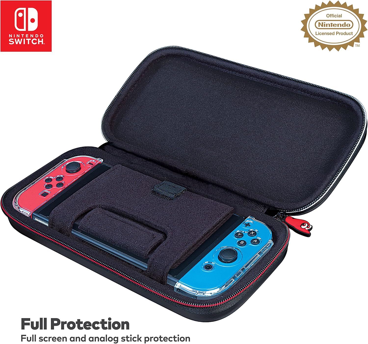 Game Traveler Super Mario Odyssey Nintendo Switch Case - Switch Carry Case for Switch OLED, Switch and Switch Lite, Hard Portable Travel Case, Adjustable View Stand, 2 Game Cases, Deluxe Carry Handle
