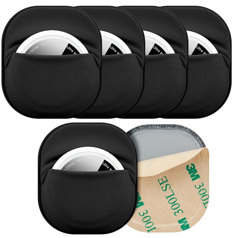 Kit com 6 suportes adesivos de tecido para Apple AirTag e Moto Tag DDJ – pretos