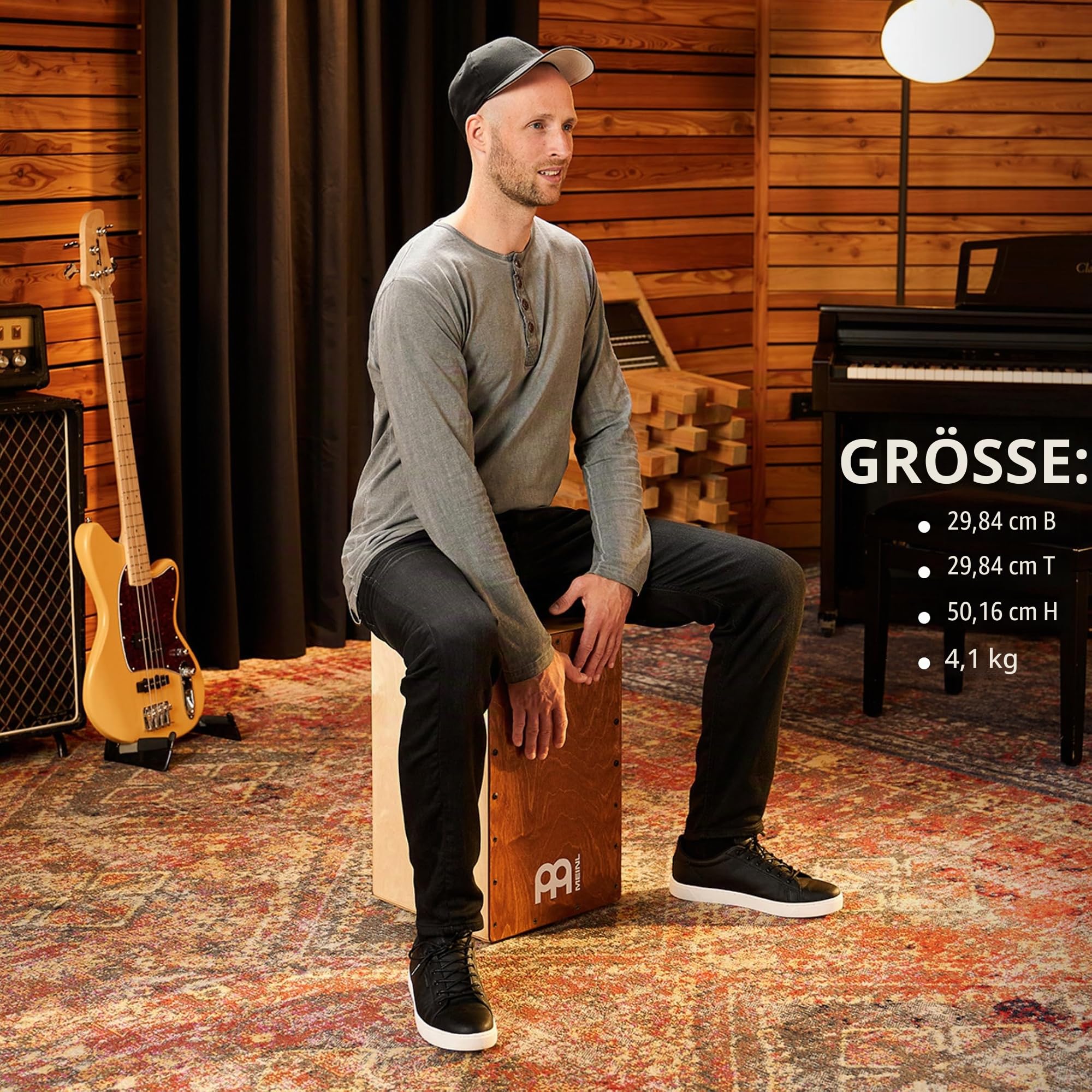 Meinl Percussion Snarecraft Cajon, Natur (SC100AB) | mit 2 Snare-Teppichen, Birke