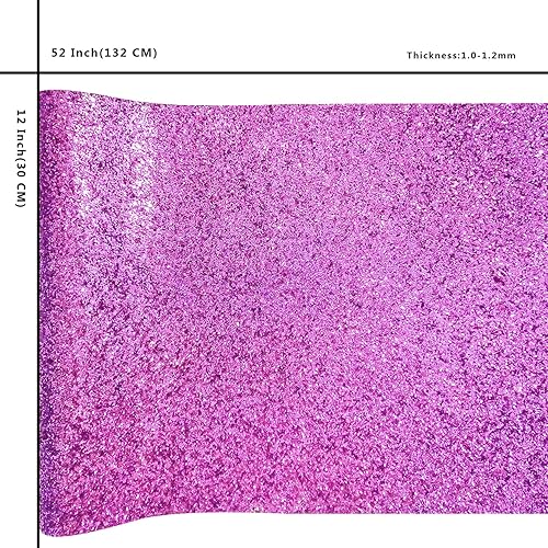 Miniatura 4 de Rollo de piel sintética con purpurina gruesa de color morado lavanda brillante, 12 x 52 pulgadas, lona de poliuretano brillante para niñas y aretes