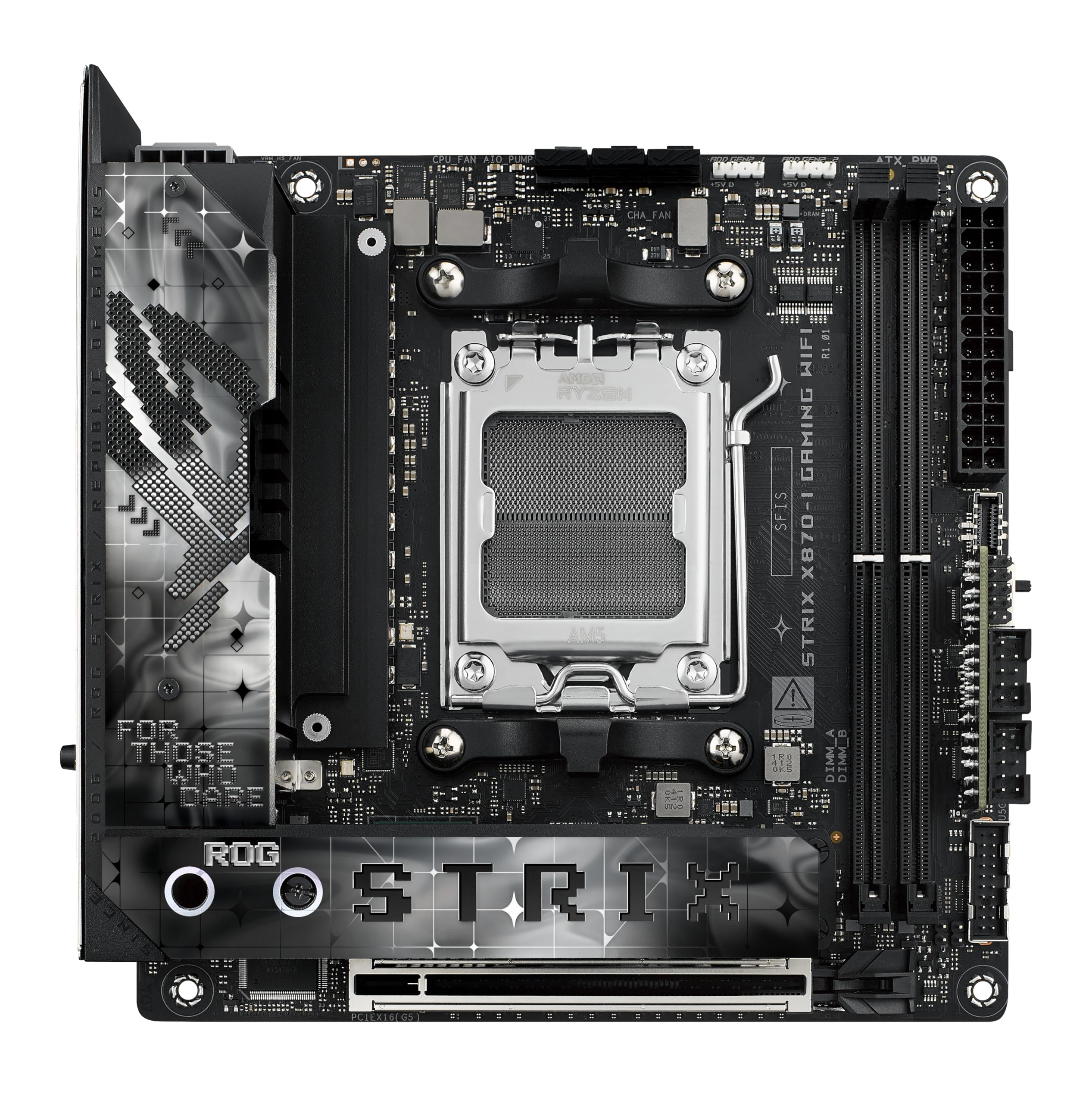 Asus Rog Strix X870-I Gaming Mainboard Sockel AM5 (AMD, X870, Mini-ITX, 10+2+1 Power Stages, Dynamic OC Switcher, Core Flex, DDR5, WiFi 7, M.2, PCIe 5.0)