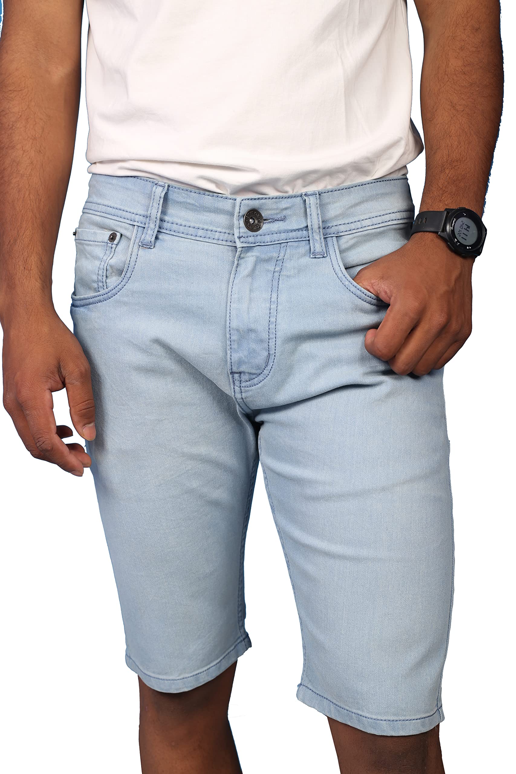 blue collars Men's Denim Regular Shorts-picture-28