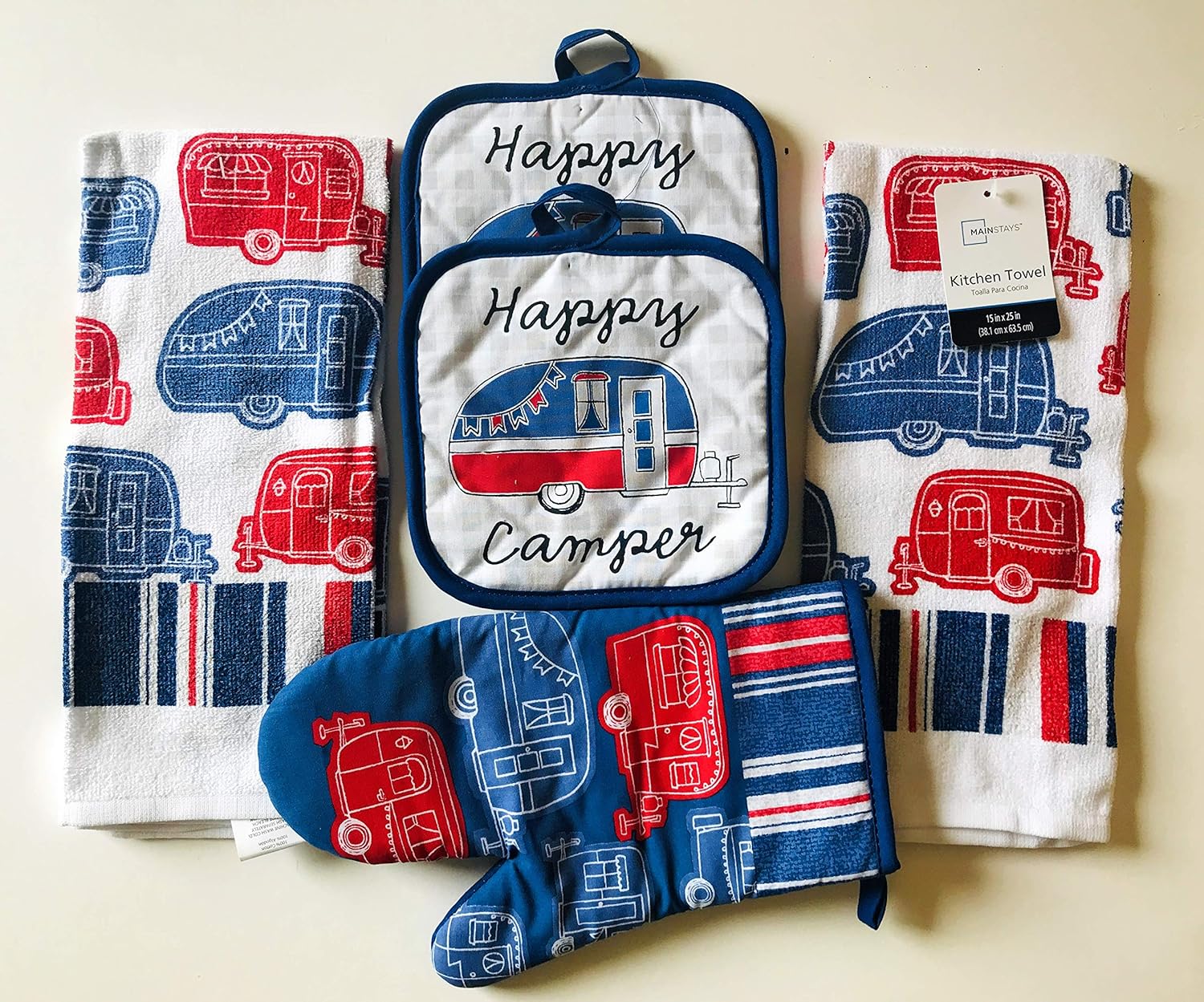 Mainstay Camper Kitchen Set Includes 2 Kitchen Towels, 2