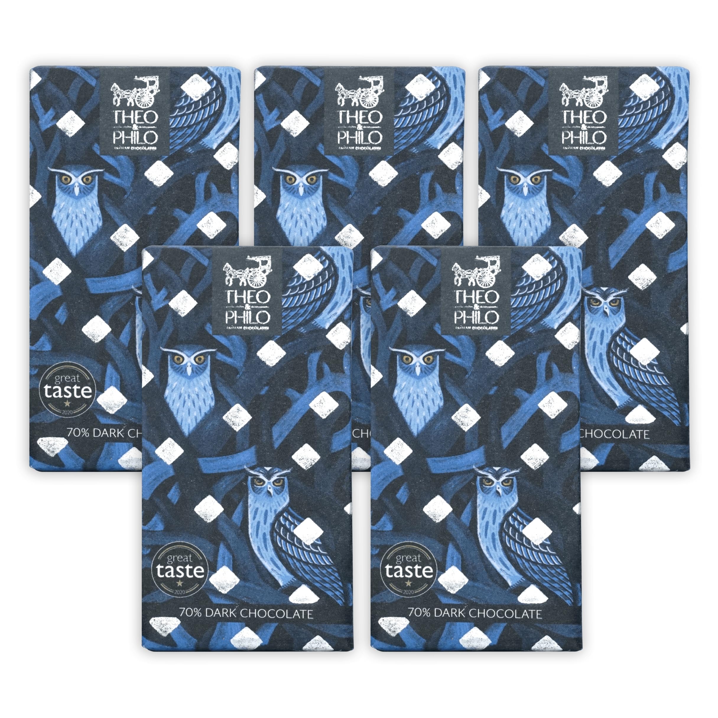 Theo & Philo 70% Dark Chocolate 5 Pack - Filipino Chocolate - Bean-to-Bar, Direct Sourced, Made at Origin, Single Origin, Woman Owned, BIPOC Owned,