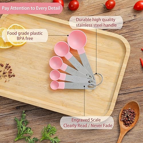 Miniatura 24 de Huygens - Juego de tazas y cucharas medidoras de 10 piezas, tazas medidoras apilables con mango de acero inoxidable para medir ingredientes secos