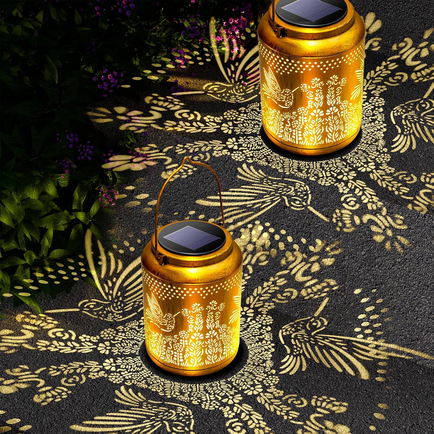 Hyrion Hummingbird Solar Lanterns, Birthday Gifts for Women Mom Grandma Sister, Outdoor, Waterproof, Metal Hanging Solar Lights Outside, Garden Decor, Decoration for Backyard Patio
