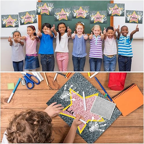 Miniatura 7 de Eaasty 51 tarjetas de estrellas favoritas de estrellas de la fama con almohadilla de tinta de huellas dactilares, marcador negro para actividades