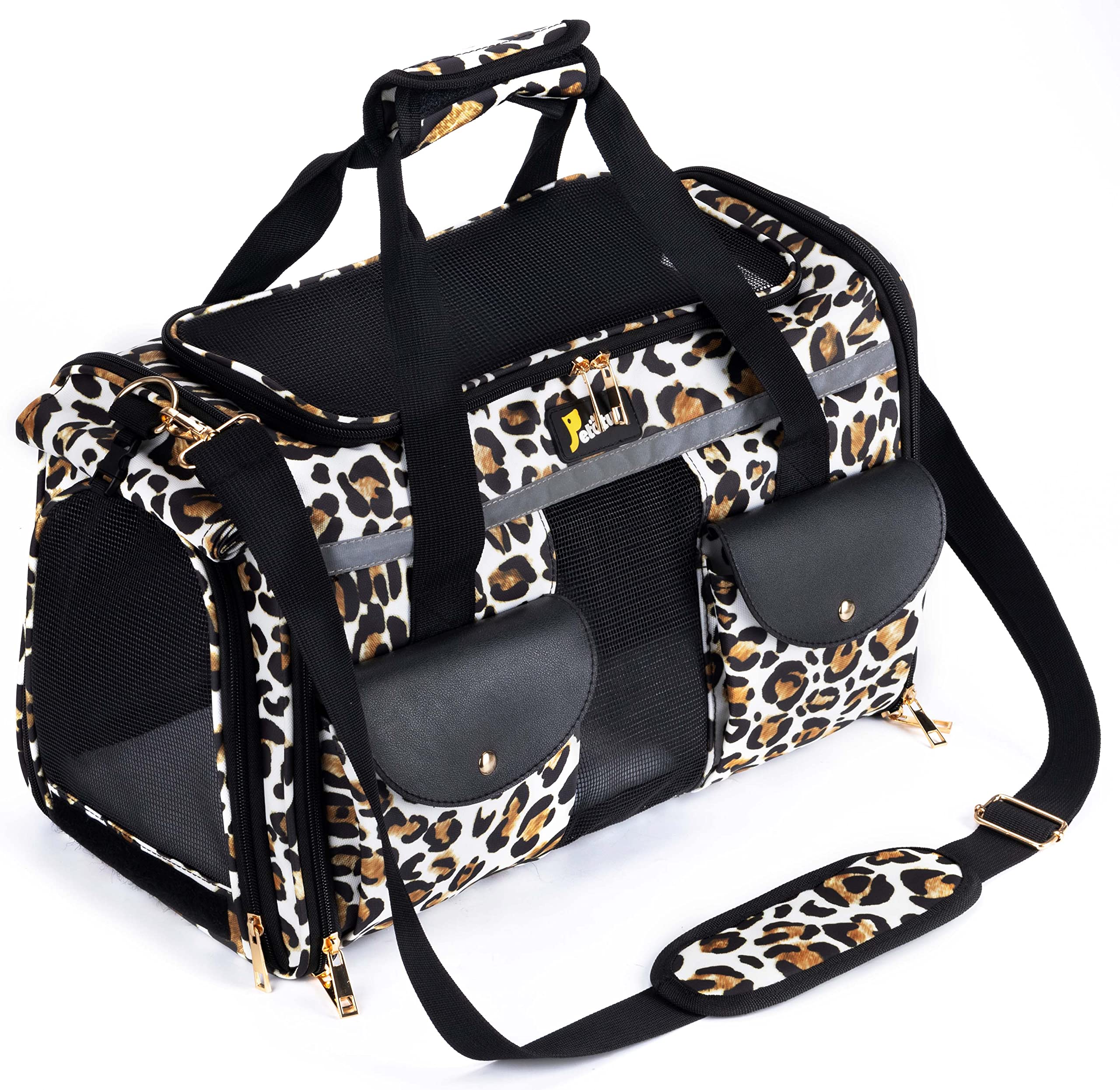 Petmolico Soft-Sided Cat Carrier - Airline Approved Pet Travel Bag With 3 Doors, Medium Size, Pink Peony