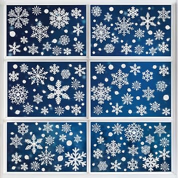 364PCS Christmas Snowflake Window Clings for Glass Windows