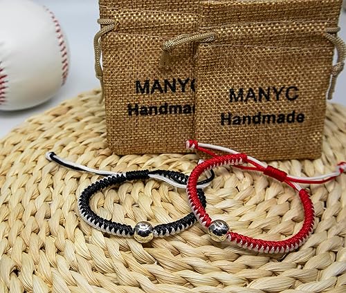 Miniatura 7 de Braided Bracelets Baseball Gifts for Boys Adjustable Wristbands with Baseball Beads, Inspirational Baseball Bracelets for Girls Teens Adults (Red