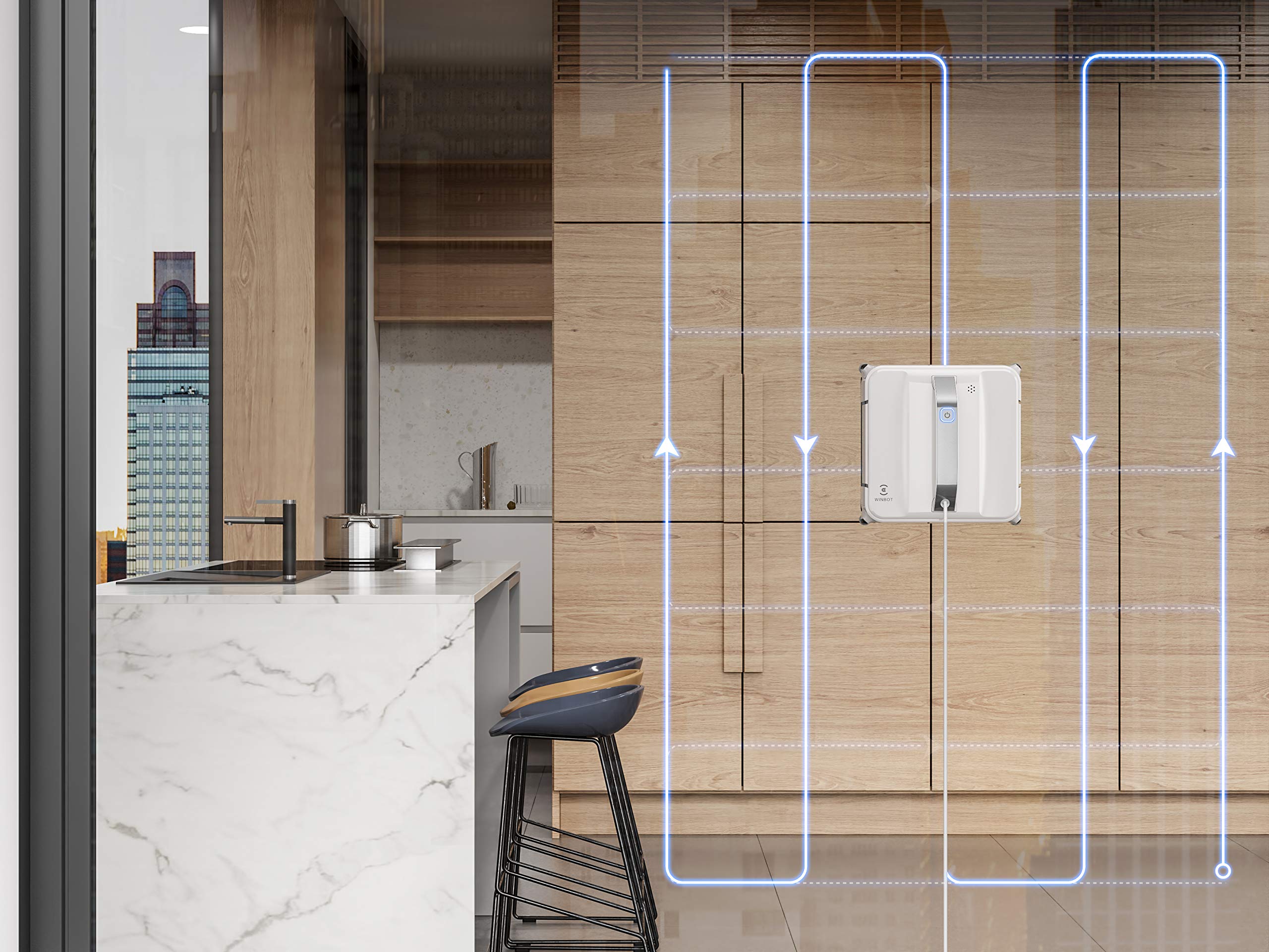 ECOVACS WINBOT 880 Robot Nettoyeur de vitres – Lave de fenêtre avec Navigation Intelligente, 4 programmes de Nettoyage & détection avancée des Contours Blanc