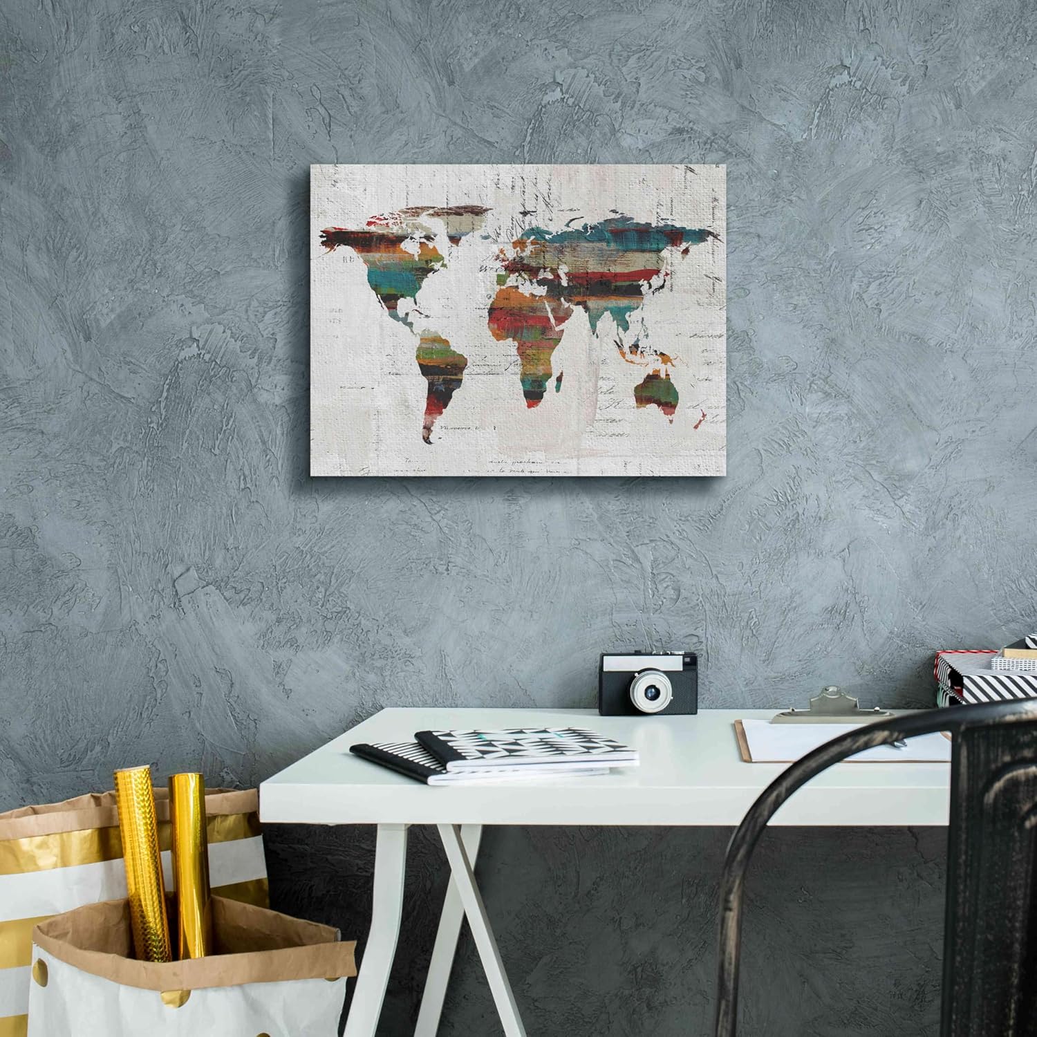 Epic Graffiti 'Painted World Map IV' by Irena Orlov, Canvas Wall Art, 16"x12"
