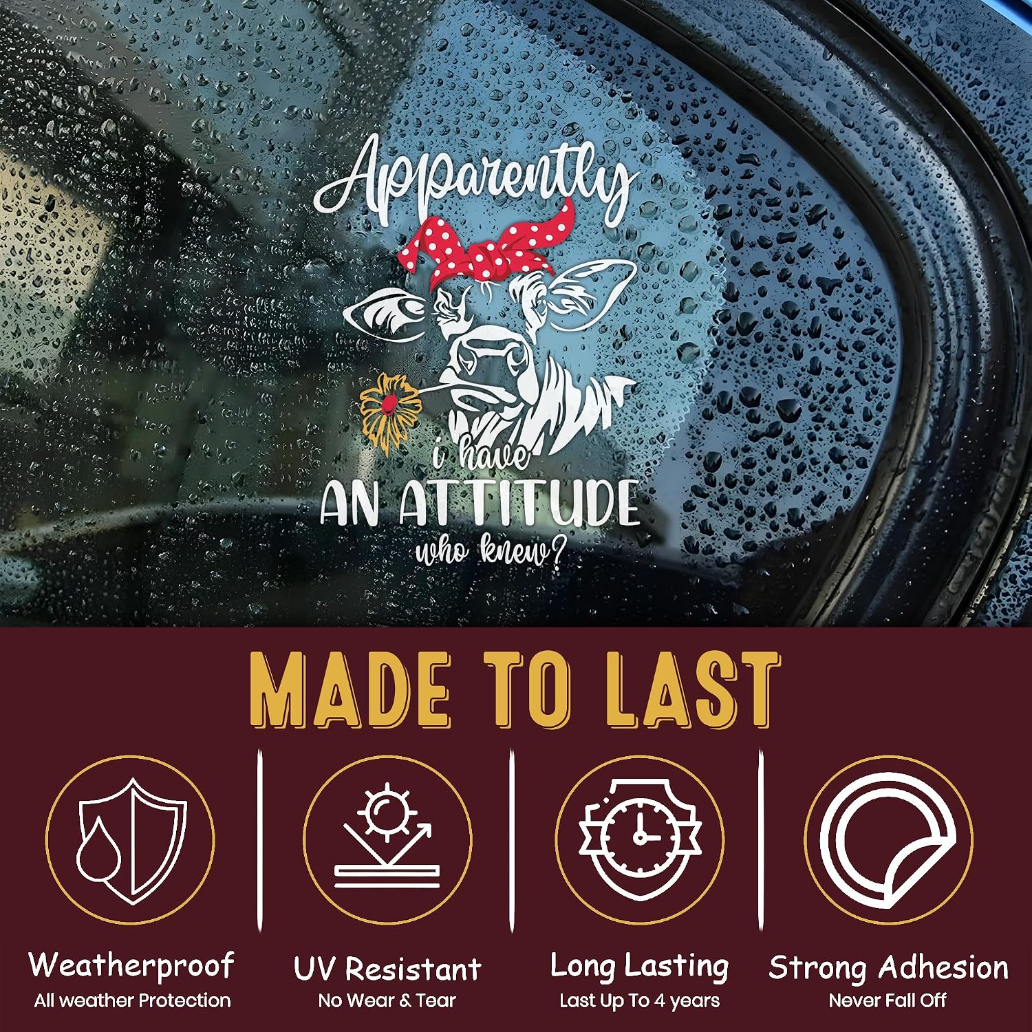 Apparently I Have an Attitude Who Knew Car Decal Funny Highland Cow Mental Health Decals Vinyl Waterproof 8 inch Bumper Sticker for Trucks Window Car Accessories Decorations Gifts for Mom Dad Friend image 4
